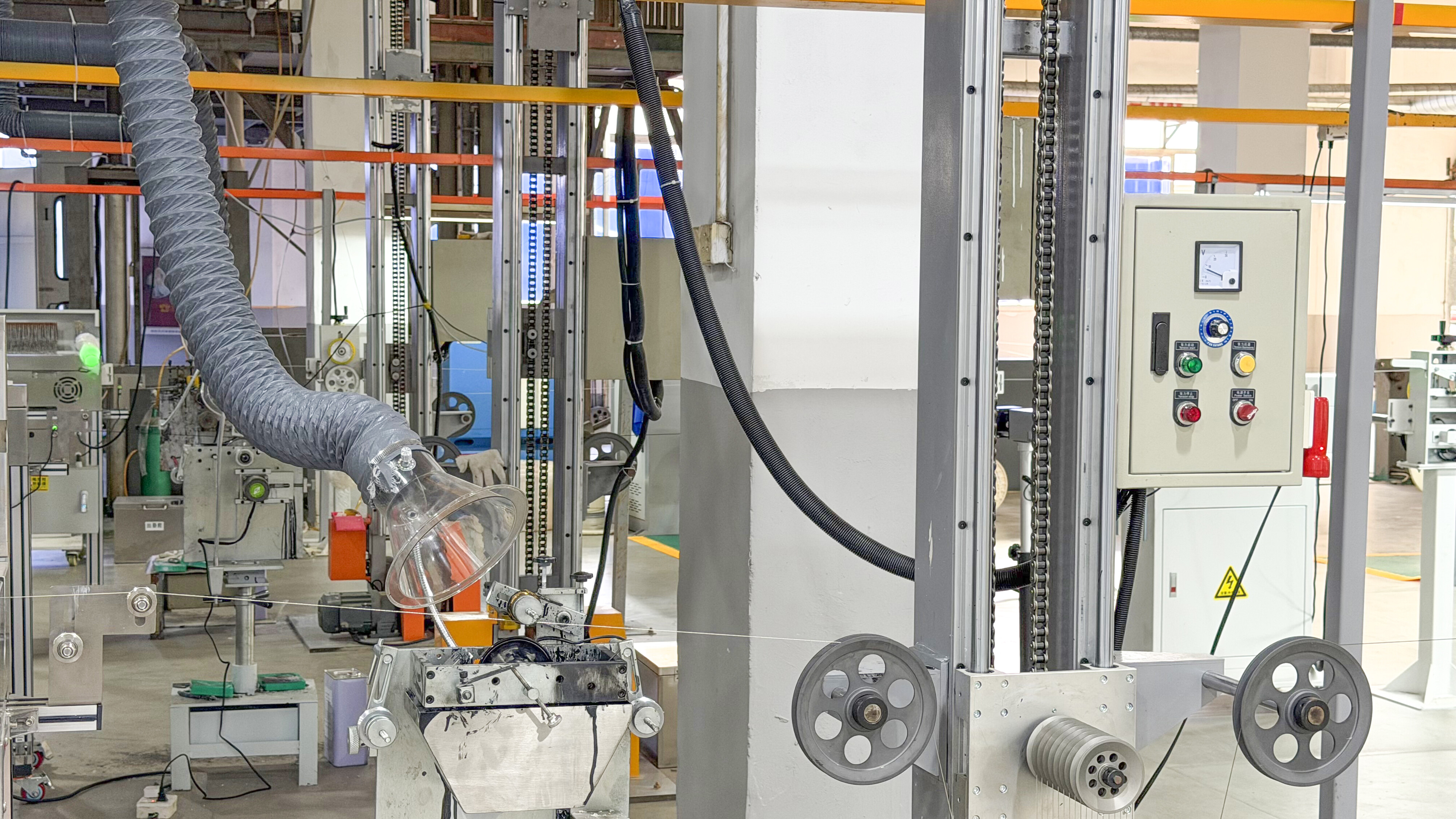 Dust Removal System: Integrated Vacuum Hood and Wire Storage Rack